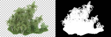 Arka planda maskeyle izole edilmiş ağaçlar. 3d görüntüleme - illüstrasyon