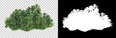 Arka planda maskeyle izole edilmiş ağaçlar. 3d görüntüleme - illüstrasyon
