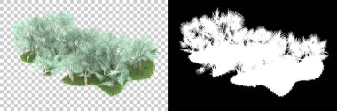 Arka planda maskeyle izole edilmiş ağaçlar. 3d görüntüleme - illüstrasyon