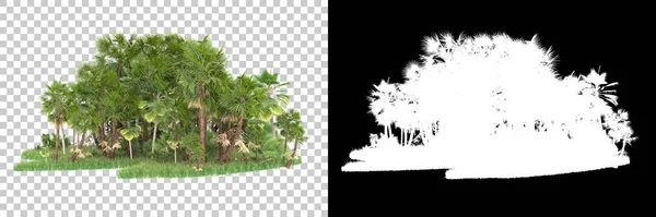 带着面具的热带森林 3D渲染 — 图库照片