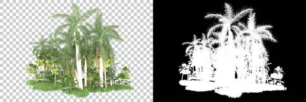 Foresta Tropicale Sfondo Con Maschera Rendering Illustrazione — Foto Stock