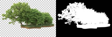 Arka planda maskeyle izole edilmiş ağaçlar. 3d görüntüleme - illüstrasyon