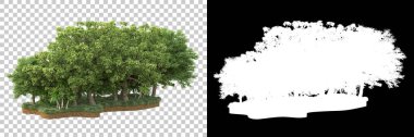 Arka planda maskeyle izole edilmiş ağaçlar. 3d görüntüleme - illüstrasyon