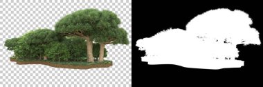 Arka planda maskeyle izole edilmiş ağaçlar. 3d görüntüleme - illüstrasyon