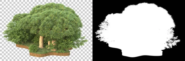 Bomen Geïsoleerd Achtergrond Met Masker Weergave Illustratie — Stockfoto