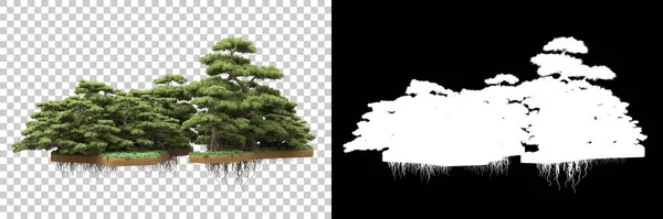 trees isolated on background with mask. 3d rendering - illustration