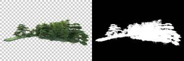 Arka planda maskeyle izole edilmiş ağaçlar. 3d görüntüleme - illüstrasyon