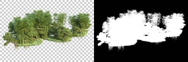 Arka planda maskeyle izole edilmiş ağaçlar. 3d görüntüleme - illüstrasyon