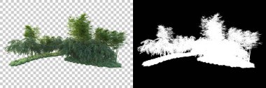 Arka planda maskeyle izole edilmiş ağaçlar. 3d görüntüleme - illüstrasyon