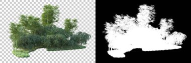 Arka planda maskeyle izole edilmiş ağaçlar. 3d görüntüleme - illüstrasyon