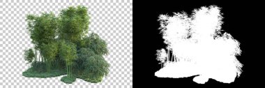 Arka planda maskeyle izole edilmiş ağaçlar. 3d görüntüleme - illüstrasyon