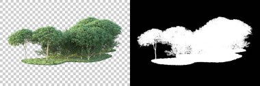Arka planda maskeyle izole edilmiş ağaçlar. 3d görüntüleme - illüstrasyon