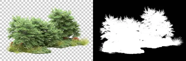 trees isolated on background with mask. 3d rendering - illustration
