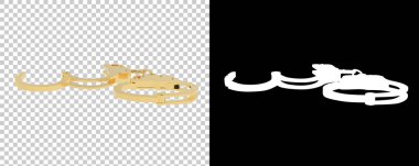 Arka planda açık kelepçeler var. 3d görüntüleme - illüstrasyon