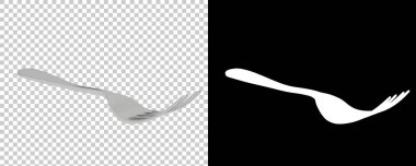 Çatal arka planda maskeyle izole edilmiş. 3d görüntüleme - illüstrasyon