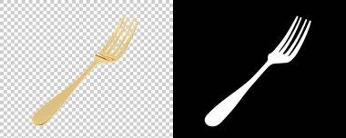 Çatal arka planda maskeyle izole edilmiş. 3d görüntüleme - illüstrasyon