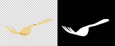 Çatal arka planda maskeyle izole edilmiş. 3d görüntüleme - illüstrasyon