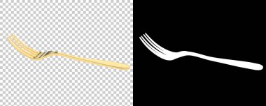 Çatal arka planda maskeyle izole edilmiş. 3d görüntüleme - illüstrasyon