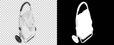 Şeffaf ve siyah arkaplanda katlanan alışveriş arabası