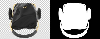 Şeffaf ve siyah arkaplanda katlanan alışveriş arabası