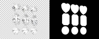 Maskeyle izole edilmiş elmaslar. 3d görüntüleme - illüstrasyon