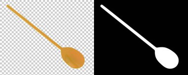 Tahta kaşık arka planda izole edilmiş. 3d görüntüleme, illüstrasyon