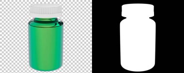 Şeffaf ve siyah arkaplan üzerine ilaç şişesi