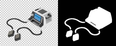 Defibrilatör arka planda izole edildi. 3d görüntüleme - illüstrasyon