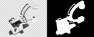 Röntgen cihazı arka planda maskeyle izole edilmiş. 3d görüntüleme - illüstrasyon   