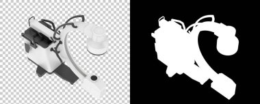 Röntgen cihazı arka planda maskeyle izole edilmiş. 3d görüntüleme - illüstrasyon   