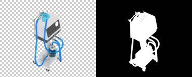 Tıbbi vantilatör arka planda maskeyle izole edilmiş. 3d görüntüleme - illüstrasyon  