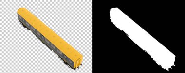 Tren vagonu şeffaf ve siyah arka planda afişler için izole edildi. 3d görüntüleme - illüstrasyon