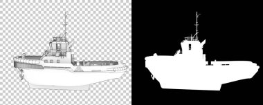 Arka planda izole edilmiş bir balıkçı teknesi. 3d görüntüleme - illüstrasyon