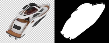 Arka planda süper yat izole edilmiş. 3d görüntüleme - illüstrasyon