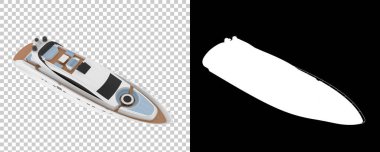 Arka planda süper yat izole edilmiş. 3d görüntüleme - illüstrasyon