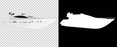 Arka planda süper yat izole edilmiş. 3d görüntüleme - illüstrasyon