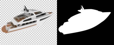 Arka planda süper yat izole edilmiş. 3d görüntüleme - illüstrasyon