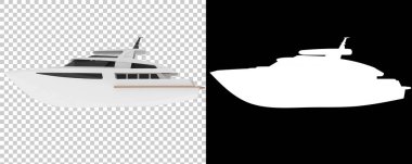 Arka planda süper yat izole edilmiş. 3d görüntüleme - illüstrasyon