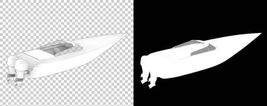 Sürat teknesi arka planda izole edildi. 3d görüntüleme - illüstrasyon