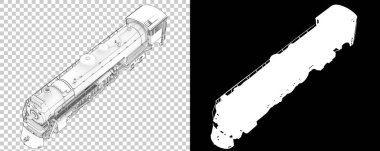 Lokomotif beyaz arka planda izole edildi. 3d görüntüleme - illüstrasyon