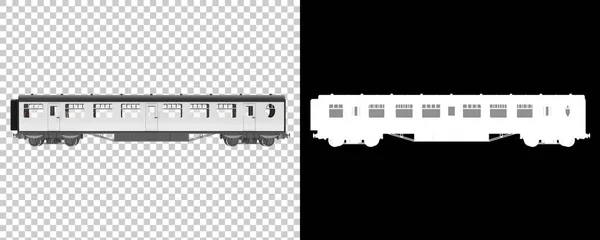 バナーのための透明で黒い背景で隔離された列車のワゴン 3Dレンダリング イラスト — ストック写真