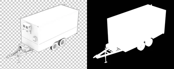 白い背景に隔離された車のトレーラー 3Dレンダリング イラスト — ストック写真