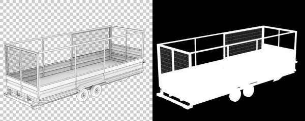 車輪が付いている車列 3Dレンダリング工場装置のイラスト — ストック写真