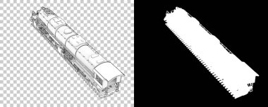 Lokomotif, transferi şeffaf ve siyah arkaplan