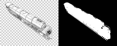 Lokomotif, transferi şeffaf ve siyah arkaplan