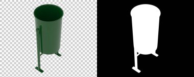 Şeffaf ve siyah arkaplan üzerine çöp kutusu