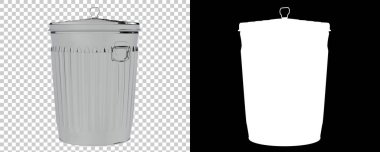 Şeffaf ve siyah arkaplan üzerine çöp kutusu