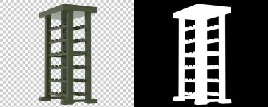 Gri arka planda izole edilmiş uzun şarap rafı. 3d görüntüleme - illüstrasyon