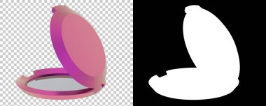 Arka planda izole edilmiş küçük ayna. 3B görüntüleme - illüstrasyon