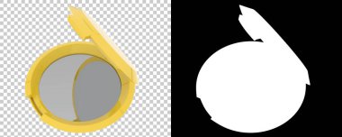 Arka planda izole edilmiş küçük ayna. 3B görüntüleme - illüstrasyon